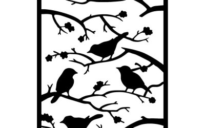 Decorațiune de perete din metal 47×66 cm Branch & Birds – Wallity