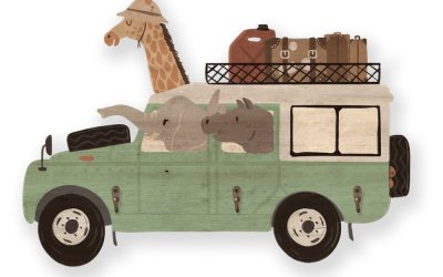 Cuier de perete verde pentru copii Safari Van – Little Nice Things