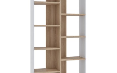Bibliotecă albă/cu aspect de lemn de stejar 72×124 cm Keota – Kalune Design