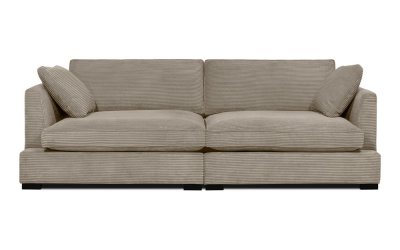Canapea bej cu tapițerie din catifea reiată 236 cm Mobby – Scandic