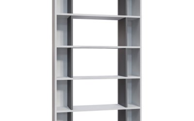 Bibliotecă albă/gri 90×164 cm Sanborn – Kalune Design