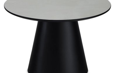 Măsuță de cafea neagră/gri deschis cu blat cu aspect de marmură ø 60 cm Tango – Furnhouse