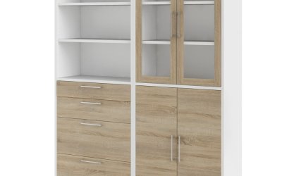 Bibliotecă modulară albă/cu aspect de lemn de stejar 178×222 cm Prima – Tvilum