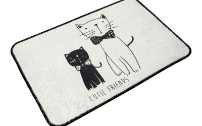 Covoraș de baie alb/negru 60×40 cm Little Cats – Foutastic